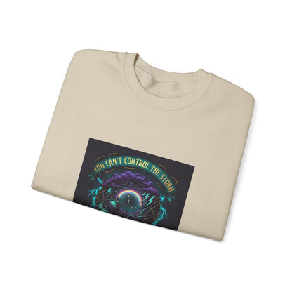 Crewneck Sweatshirt — "You Can't Control the Weather" Cosmic Ocean Design