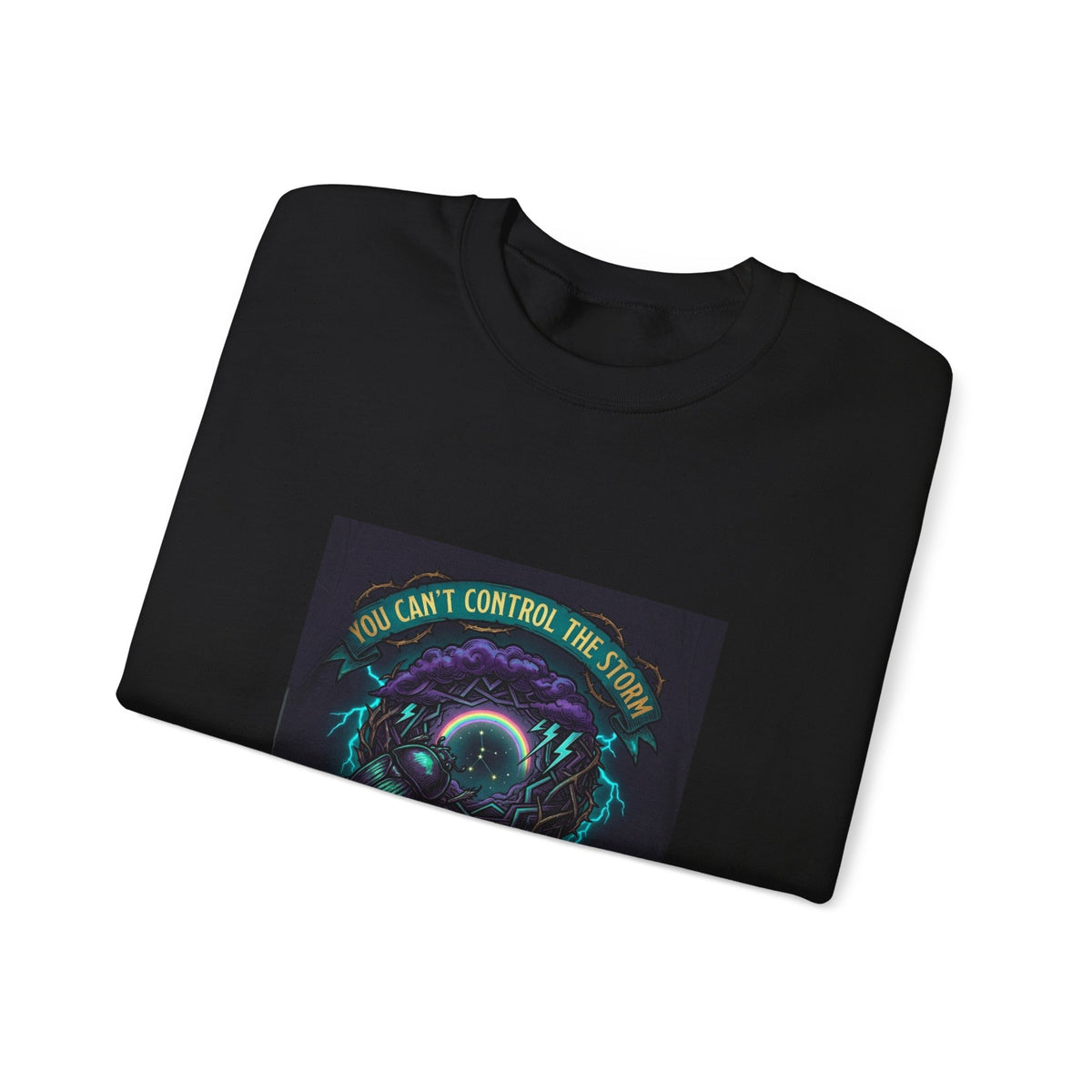 Crewneck Sweatshirt — "You Can't Control the Weather" Cosmic Ocean Design