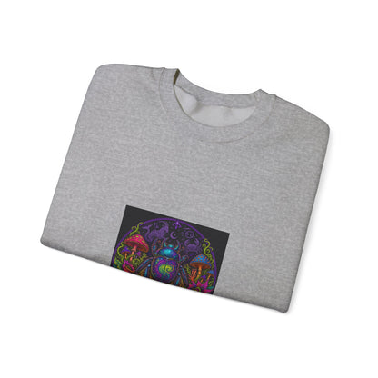 Crewneck Sweatshirt — Psychedelic Skull & Mushroom Art with “To Shuff Around” Text