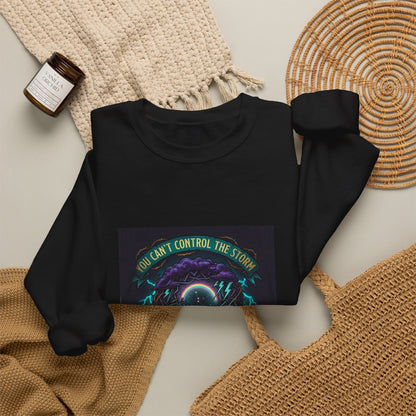 Crewneck Sweatshirt — "You Can't Control the Weather" Cosmic Ocean Design