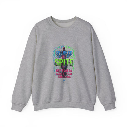 Crewneck Sweatshirt “Sparked by Spite” Lightning Skull Graphic