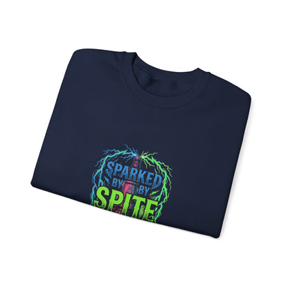 Crewneck Sweatshirt “Sparked by Spite” Lightning Skull Graphic