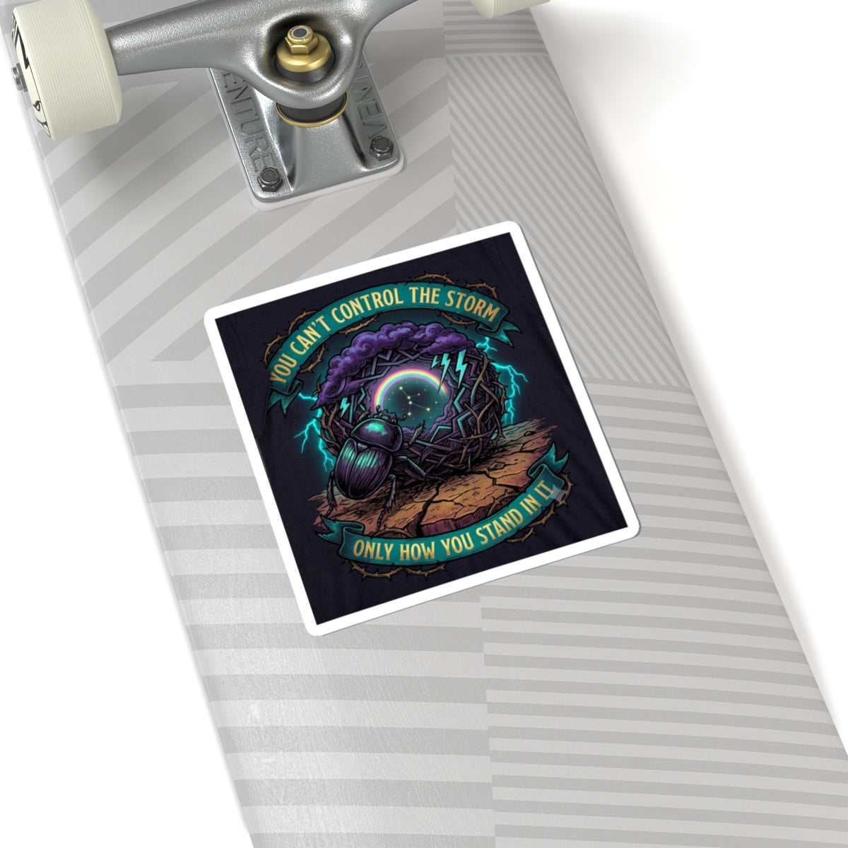 Storm Quote Sticker — “You Can’t Control the Storm, Only How You Stand in It” Durable Kiss-Cut Decal