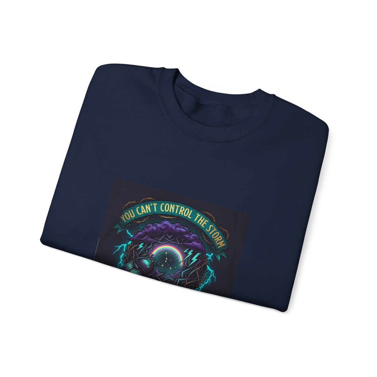 Crewneck Sweatshirt — "You Can't Control the Weather" Cosmic Ocean Design