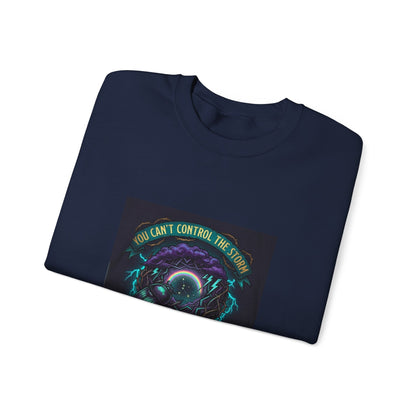 Crewneck Sweatshirt — "You Can't Control the Weather" Cosmic Ocean Design