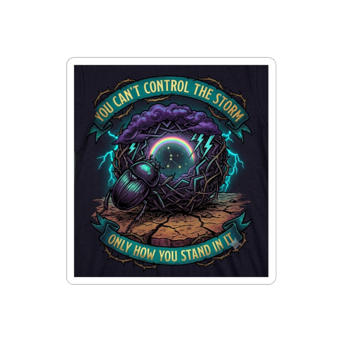 Storm Quote Sticker — “You Can’t Control the Storm, Only How You Stand in It” Durable Kiss-Cut Decal